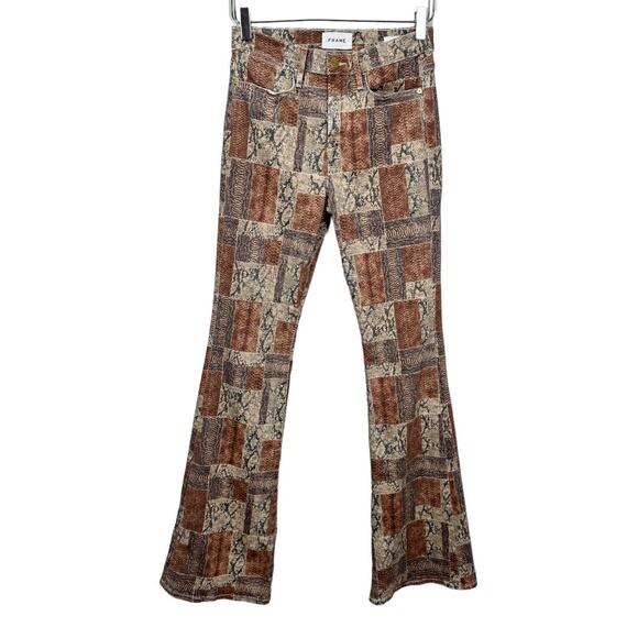 Frame Denim Denim - Frame Denim Le High Flare Jean Patchwork Snake Print 28 Animal High Rise Retro
